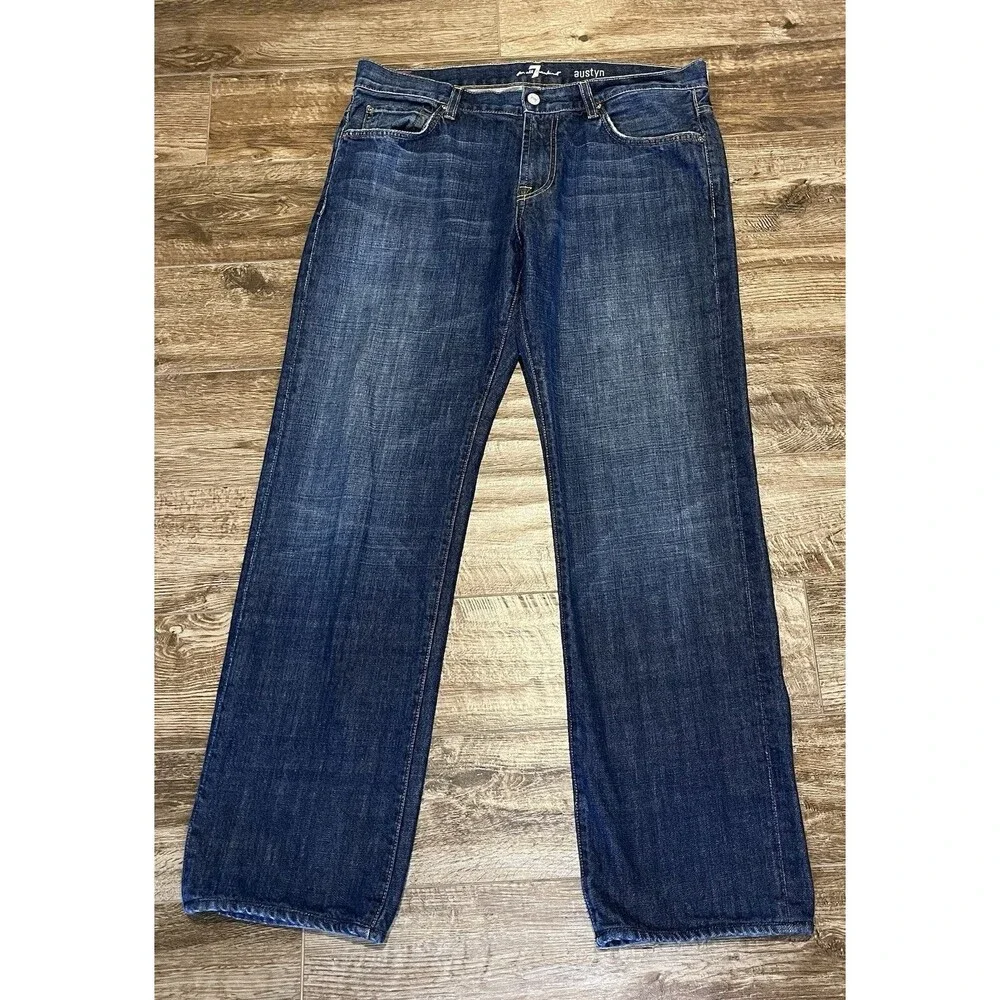 Seven For All Mankind Austyn Jeans Mens Size 36x32 Straight Leg Dark Wash